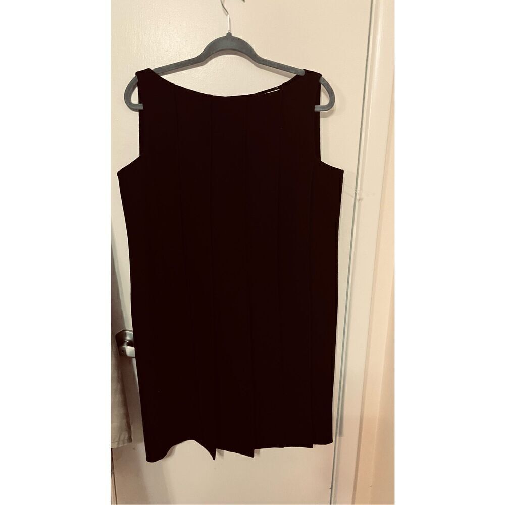 MILA SCHON ITALIAN DESIGNER QUIET LUXURY BLACK PLEATED WOOL DRESS SZ 12 (44)
